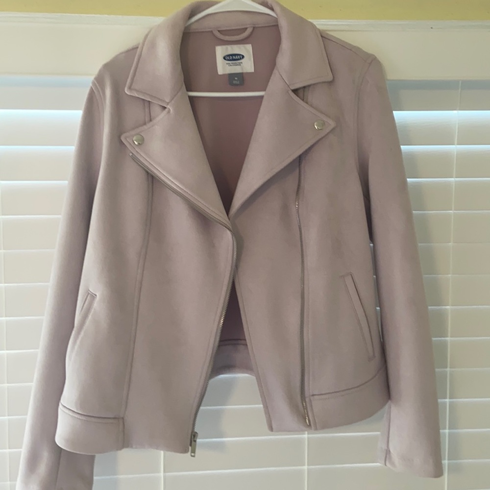 Lavender Faux-Suede Moto Jacket